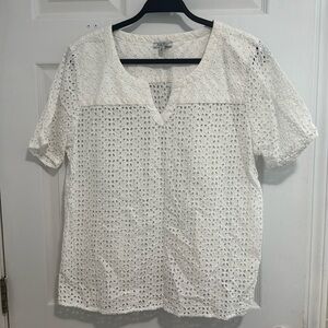 Lucky Brand White Eyelet Tee